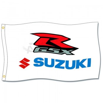Bandeiras suzuki 3x5ft 100% poliéster, cabeça de lona com ilhó de metal