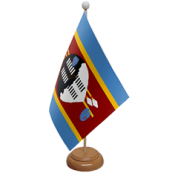 Bandiera di vendita calda del piano d'appoggio dello Swaziland con il palo di legno
