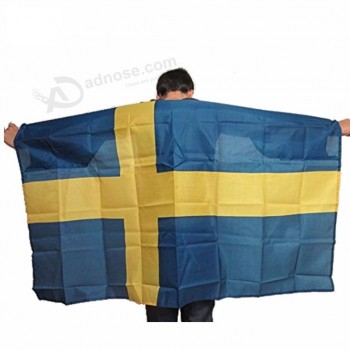 90 * 150 cm suecia cuerpo sueco capa banderas de abanico con su logotipo