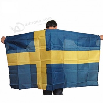 90 * 150cm Suède Corps Suédois Cape Fan Drapeaux avec votre logo