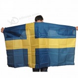 당신의 로고를 가진 90 * 150cm 스웨덴 몸 스웨덴 케이프 팬 깃발