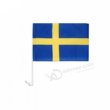 Barato al aire libre poliéster suecia bandera de la ventanilla del coche