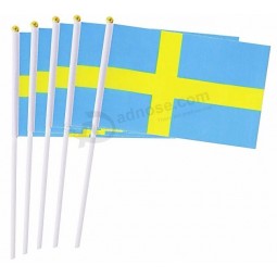 スウェーデン国旗、5 PCハンドヘルド国旗、スティック14 * 21cm