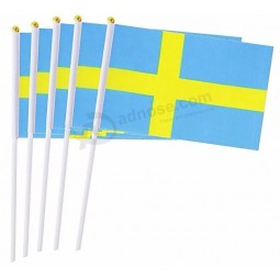 schweden flagge, 5 stück hand nationalflaggen auf stick 14 * 21cm