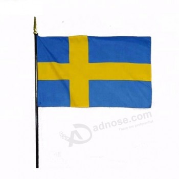 banderas que agitan promocionales baratas al por mayor de alta calidad de la mano de Suecia