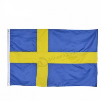 tessuto in poliestere resistente 3x5 bandiera svedese incrociata in stock