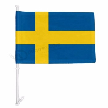 China fabrik direktverkauf druck benutzerdefinierte billige polyestergewebe autoseitenscheibe banner land schweden autofenster flagge