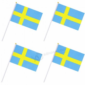 decorazioni da giardino per esterni casa vivido colore bella bandiera svedese tenuta in mano a doppia cucitura