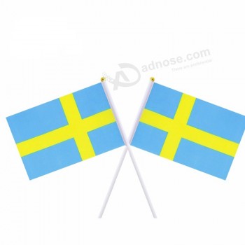 Großhandelsweltmeisterschaft 14 * 21cm, die schwedische Handflagge wellenartig bewegt