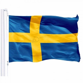 Hot Großhandel Schweden Nationalflagge 3x5 FT 900x150cm - lebendige Farbe und UV-Lichtbeständig-schwedische Polyester-Banner