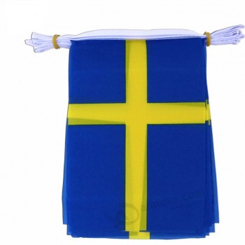 2019 Football Sports 75D Polyester 6Meter Sweden Bunting Flags