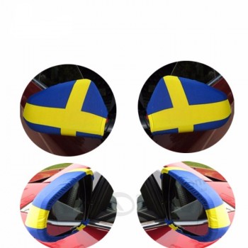 26 * 28 cm poliéster y spandex tejido suecia bandera de espejo de coche