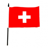 Polyester Fabric Flying Swiss Hand Flags with Flagpole