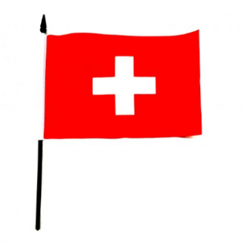 Polyester Fabric Flying Swiss Hand Flags with Flagpole