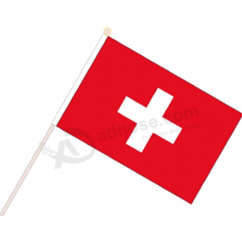 высокое качество ручной мини швейцарский флаг с полюсом