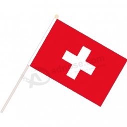 handheld mini-Zwitserse vlag van hoge kwaliteit met paal