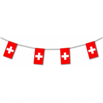Copa del mundo personalizada bandera del empavesado de Suiza bandera de cuerda suiza