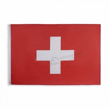 Bandera suiza de Suiza de 3x5 pies de poliéster grande con doble costura