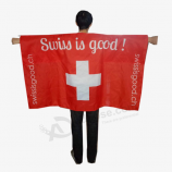 custom zwitserse body vlag eenzijdig bedrukt landen vlaggen polyester met de mouw cape vlag
