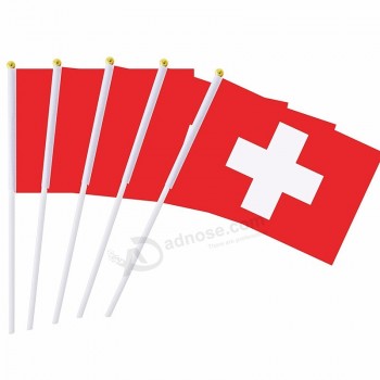 Pays européen Suisse Drapeau à la main Tissu polyester Drapeau suisse à la main
