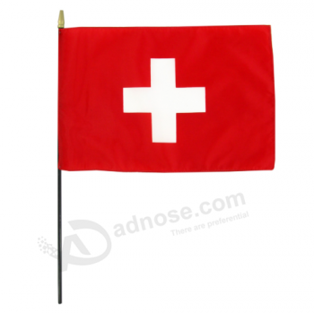 Promotion pas cher en plastique mât Suisse main vague drapeau