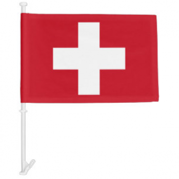 Vente chaude polyester Suisse Drapeau de voiture avec mât