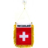 Zwitserland mini banner 6 '' x 4 '' - Zwitserse wimpel 15 x 10 cm - mini banners 4x6 inch zuignap hanger