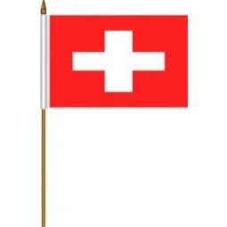 switzerland suisse small 4 x 6 zoll mini country stick flag banner mit 10 zoll kunststoffstange .. super qualität polyester