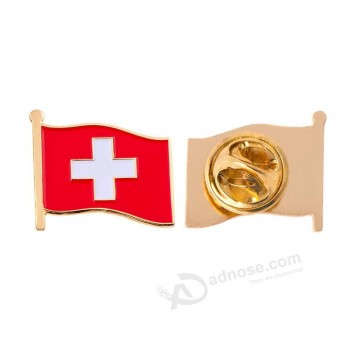 Suíça bandeira do país lapela Pin esmalte feito de lembrança de metal Chapéu Homens mulheres patriótico suíço
