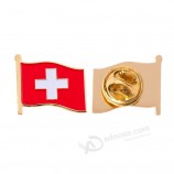 스위스 국기 옷깃 핀 에나멜 금속 기념품 모자 남성 여성 애국 스위스