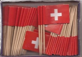 Doos met 100 Zwitserse Zwitserland tandenstoker vlaggen diner vlaggen voedsel vlaggen vlag pick windstrong