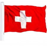 zwitserse zwitserse vlag 3x5 ft geprint messing ringetjes 150d kwaliteit polyester vlag binnen / buiten