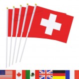 Switzerland Stick Flag,TSMD 50 Pack Hand Held Small Swiss National Flags On Stick