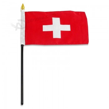 bandera suiza de encargo al por mayor de alta calidad, 4 por 6 pulgadas