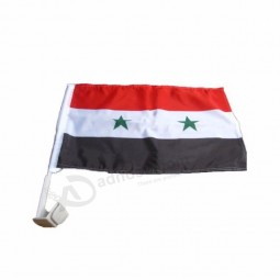 Digital print polyester Syria car window flags with two stars