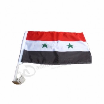 digitale print polyester syrië autoraamvlaggen met twee sterren
