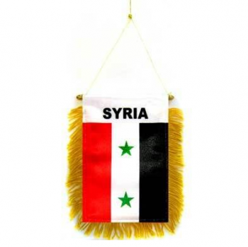 Poliéster Siria bandera nacional del espejo colgante del coche