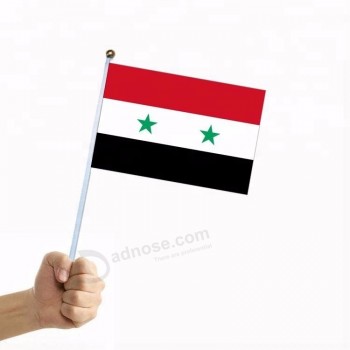 14x21cm Drapeau de la Syrie avec mât en plastique