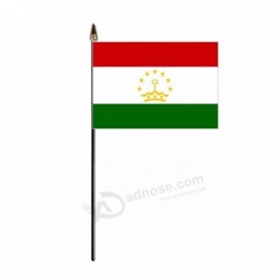 Wholesale customized sell well 4*6inches Tajikistan hand wave flag with gold head