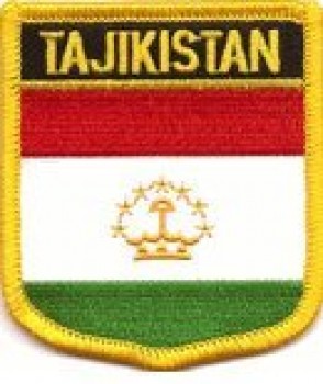 Tajikistan Flag Shield Patch/Travel Iron On Badge by Backwoods Barnaby