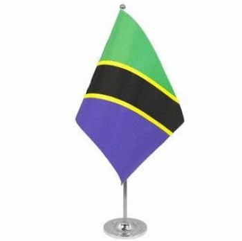 Impression professionnelle Tanzanie drapeau de table national avec socle