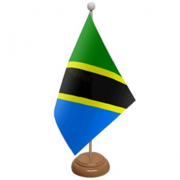 polyester mini office Tanzania table top national flags