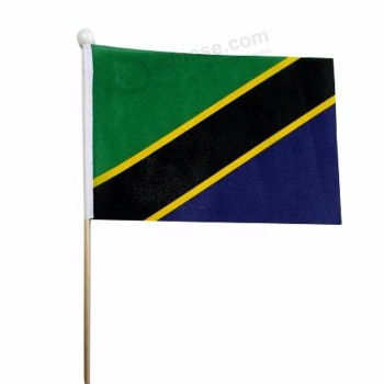 bandiere a mano tanzania in mini stick di poliestere di alta qualità