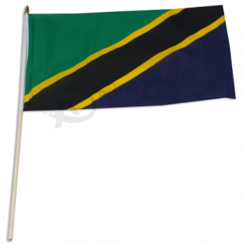 Vendita all'ingrosso di bandiera mini tanzania in poliestere che agita la mano