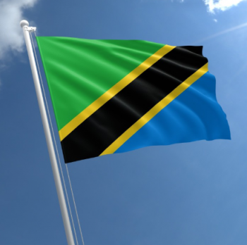Bannière du drapeau national de la Tanzanie - Couleur vive Drapeau de la Tanzanie polyester
