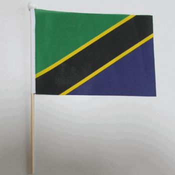 vara de plástico mini bandeira da mão de tanzânia impressa para fãs torcendo