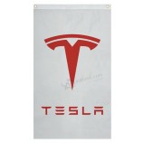 weiße Tesla Flagge Banner 3'x5 'Autorennen, Man Höhle, extreme Garage
