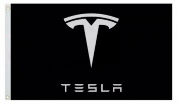 Black Tesla Flag Banner 3x5 Car Racing, Man Cave, Extreme Garage