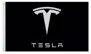 Noir Tesla Flag Banner 3x5 Car Racing, Man Cave, Extreme Garage