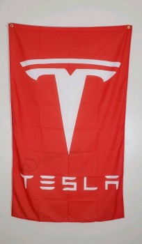 Tesla Banner 3x5 Ft Drapeau Garage Magasin Mur Homme Caverne Décor Course Publicité